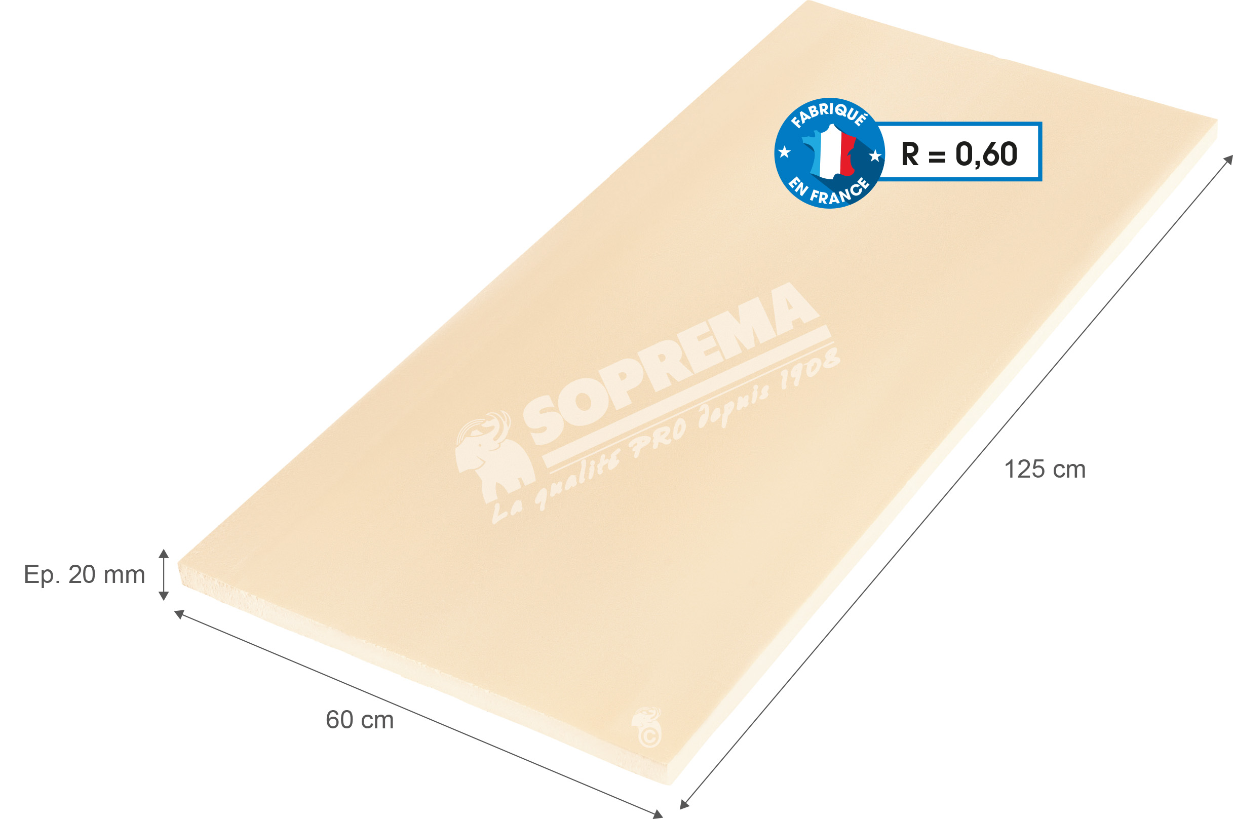 Panneau isolant polystyrène extrudé Haute Résistance 1,25x0,6m Ep.2cm R=0,6 - SOPREMA